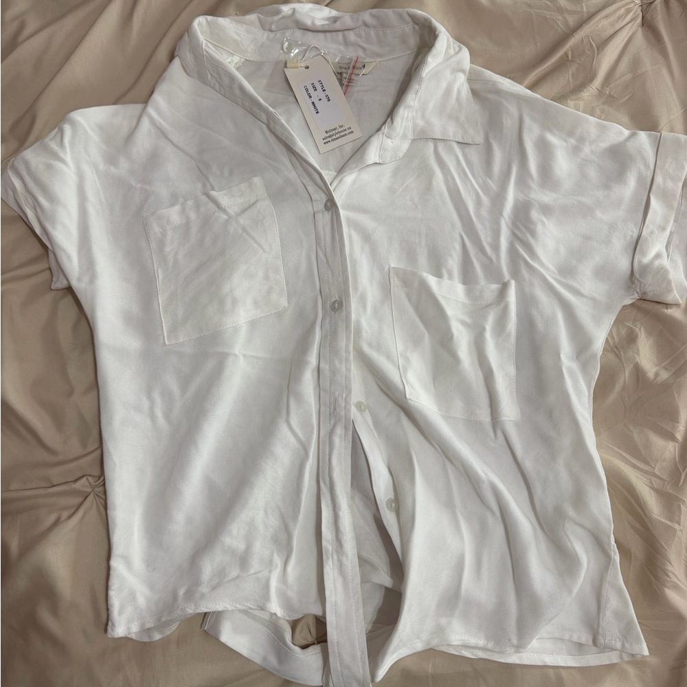 White Button-Up Shirt by Fish & Sam